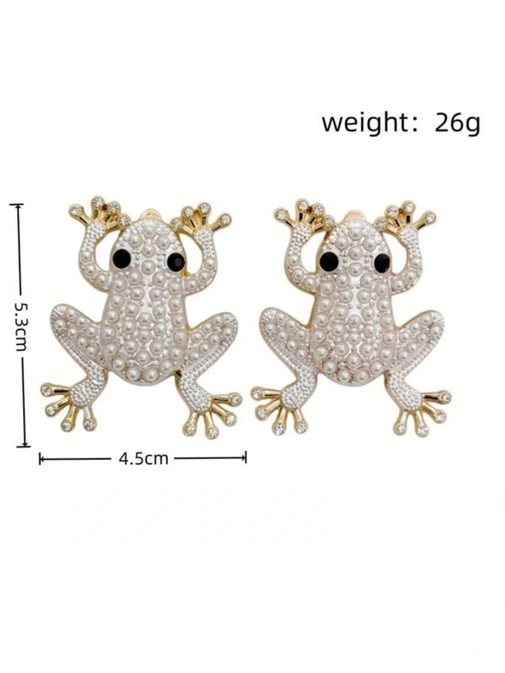 Faux Pearl, Gold Frog‎ Dangle Earrings